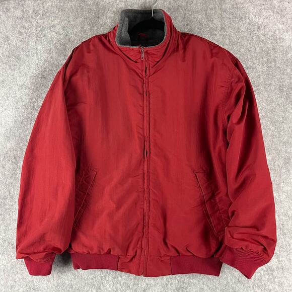 J. Crew Other - VTG J Crew Oarsman Bomber Jacket Mens Medium Red Fleece Lined Full Zip 90s USA